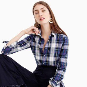 J. Crew Perfect Shirt in Blue Plaid